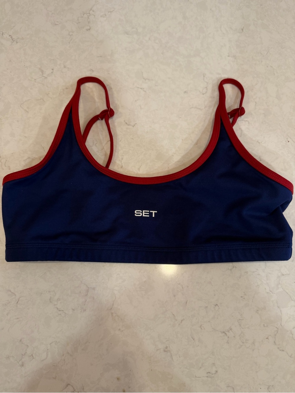 SET Active Navy Blue Sports Bra with Red Trim